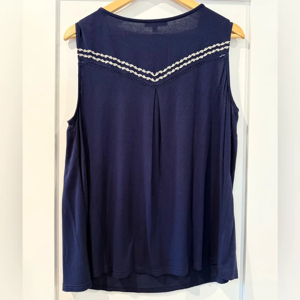 Skies Are Blue Dark Blue Embroidered Blouse - Picture 2 of 4